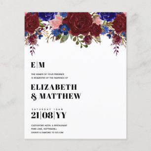 Prospectus 11,4 Cm X 14,2 Cm MARIAGE Floral Bleu BROUILLET À PRIX LE PLUS BAS