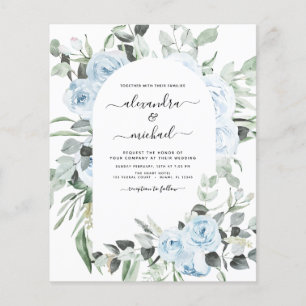Prospectus 11,4 Cm X 14,2 Cm Mariage Floral Bleu Poussiéreux Économique