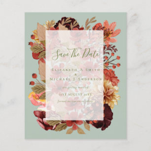 Prospectus 11,4 Cm X 14,2 Cm Mariage floral d'automne - Bourgogne Orange BUDGET