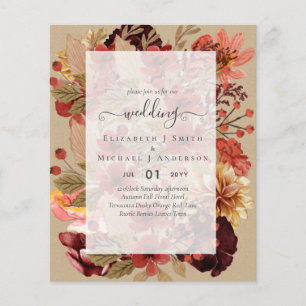 Prospectus 11,4 Cm X 14,2 Cm Mariage floral d'automne - Bourgogne Orange BUDGET