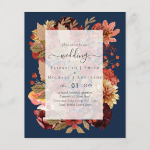 Prospectus 11,4 Cm X 14,2 Cm Mariage Floral d'Automne - BUDGET Bordeaux Orange