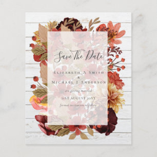 Prospectus 11,4 Cm X 14,2 Cm Mariage floral d'automne - Budget bordeaux orange