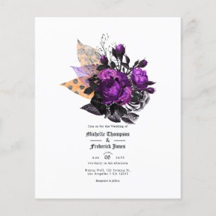 Prospectus 11,4 Cm X 14,2 Cm Mariage floral délabré noir, violet et orange