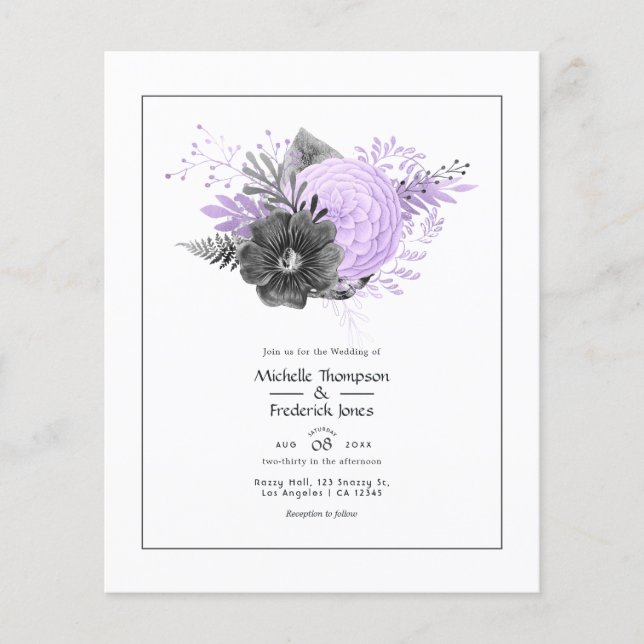 Prospectus 11,4 Cm X 14,2 Cm Mariage floral Lilac et Charcoal (Devant)