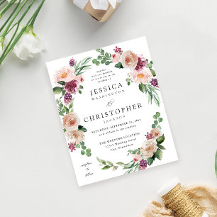 Prospectus 11,4 Cm X 14,2 Cm Mariage floral rose et champagne budget 2