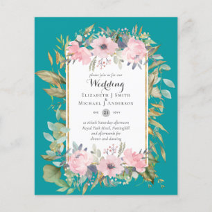 Prospectus 11,4 Cm X 14,2 Cm Mariage Floral Rose Poudré Budget Abordable