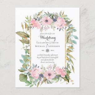 Prospectus 11,4 Cm X 14,2 Cm Mariage Floral Rose Poudré Budget Abordable