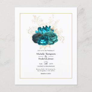 Prospectus 11,4 Cm X 14,2 Cm Mariage floral Turquoise et or