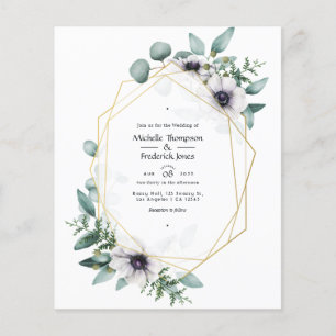 Prospectus 11,4 Cm X 14,2 Cm Mariage géométrique à l'anémone d'eucalyptus aquar