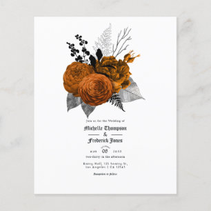 Prospectus 11,4 Cm X 14,2 Cm Mariage gothique floral noir et orange