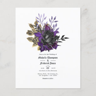 Prospectus 11,4 Cm X 14,2 Cm Mariage gothique floral noir violet or