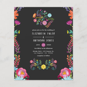 Prospectus 11,4 Cm X 14,2 Cm Mariage Mexicain Floral Aquarelle Coloré Fiesta