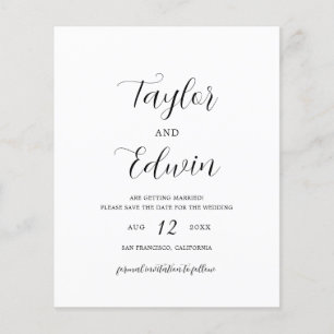 Prospectus 11,4 Cm X 14,2 Cm Mariage minimaliste moderne à petit budget, carte 