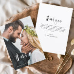 Prospectus 11,4 Cm X 14,2 Cm Mariage Moderne Minimaliste Merci Cartes<br><div class="desc">Budget Mariage Carte de remerciements manuscrite qui a une photo à l'avant et à l'arrière. Les cartes de remerciement contiennent une typographie de script moderne,  blanche et noire,  lettrée à la main,  élégante,  simple et moderne à utiliser après que vous minimaliste simple célébration de mariage.</div>