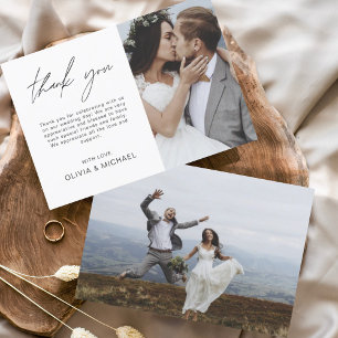 Prospectus 11,4 Cm X 14,2 Cm Mariage Moderne Minimaliste Merci Cartes