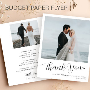 Prospectus 11,4 Cm X 14,2 Cm Mariage modeste 2 photo minimaliste merci