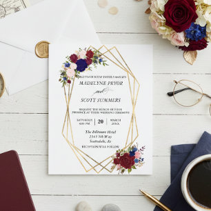 Prospectus 11,4 Cm X 14,2 Cm Mariage pas cher cadre or bordeaux marine