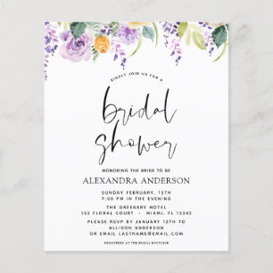 Prospectus 11,4 Cm X 14,2 Cm Mariage pas cher Fleurs botaniques violettes de la
