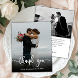 Prospectus 11,4 Cm X 14,2 Cm Mariage photo Merci moderne Budget<br><div class="desc">Budget Modern Script Mariage one Photo Merci personnalisé abordable petit budget flyer. Mariage moderne élégant Merci modèle papier avec une photo verticale complète sur le devant avec le texte superposé "Merci" script dans une police de typographie manuscrite en couleur blanche sur l'image. Au dos une photo horizontale et votre message...</div>