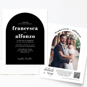 Prospectus 11,4 Cm X 14,2 Cm Mariage photo rétro noir blanc RSVP QR Code moins