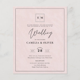 Prospectus 11,4 Cm X 14,2 Cm MARIAGE rose Monogramme en tout-en-1