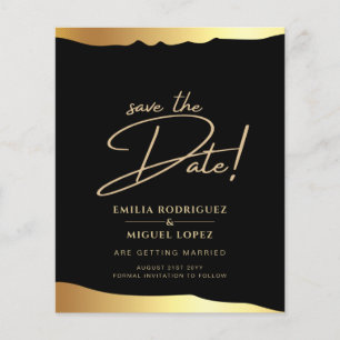 Prospectus 11,4 Cm X 14,2 Cm Mariage Tenue de Soirée Écriture à la Feuille d'Or