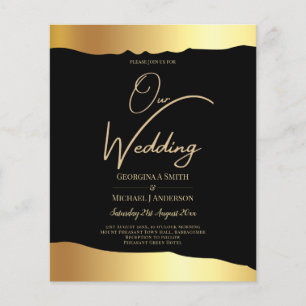 Prospectus 11,4 Cm X 14,2 Cm Mariage Tenue de Soirée Écriture Dorée Élégant Évé