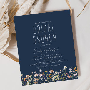 Prospectus 11,4 Cm X 14,2 Cm Marine Bleu Boho Fleur sauvage Bridal Brunch Douch
