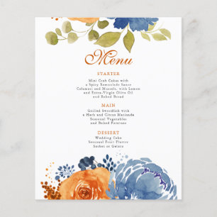 Prospectus 11,4 Cm X 14,2 Cm Marine Blue Burnt Orange Terracotta Menu Mariage