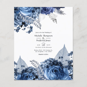 Prospectus 11,4 Cm X 14,2 Cm Marine et blanc avec Mariage floral à huile d'arge