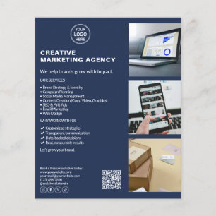 Prospectus 11,4 Cm X 14,2 Cm Marketing Créatif de Logo Moderne Entreprise Bleu