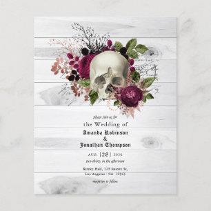Prospectus 11,4 Cm X 14,2 Cm Marsala Floral Skull Halloween Gothic Wedding