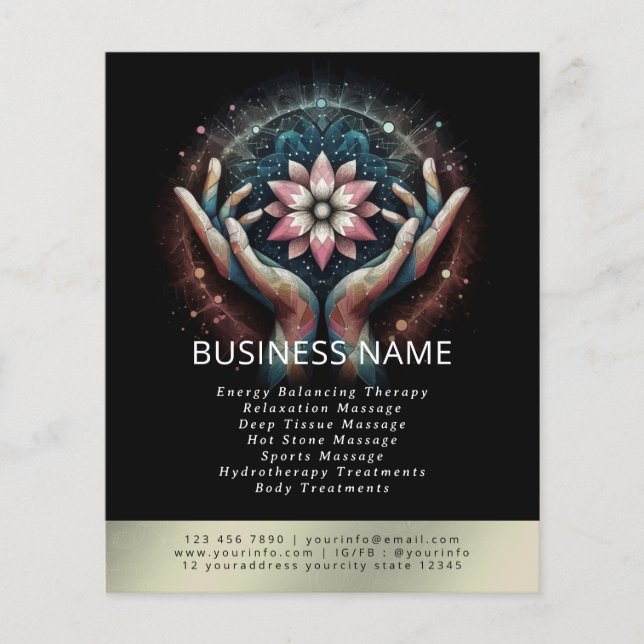 Prospectus 11,4 Cm X 14,2 Cm Massage Thérapie Guérison Mains Énergie Spa Bien-ê (Devant)