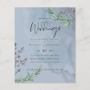 Prospectus 11,4 Cm X 14,2 Cm MEILLEUR PRIX Olive Feuille Dusty Blue Mariage