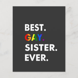 Prospectus 11,4 Cm X 14,2 Cm Meilleure Soeur Gay Jamais Drôle LGBT Rainbow Prid