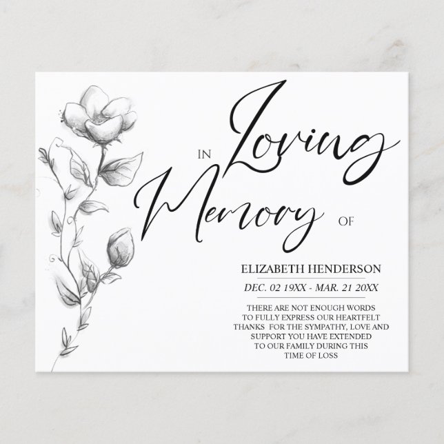 Prospectus 11,4 Cm X 14,2 Cm Mémoire/Merci de la sympathie budgétaire. (Devant)