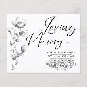 Prospectus 11,4 Cm X 14,2 Cm Mémoire/Merci de la sympathie budgétaire.