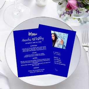 Prospectus 11,4 Cm X 14,2 Cm Menu Anniversaire bleu royal fun faits photo budge