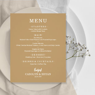 Prospectus 11,4 Cm X 14,2 Cm Menu Budget Simple Gold Mariage