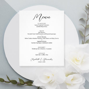 Prospectus 11,4 Cm X 14,2 Cm Menu Budget simple Mariage blanc