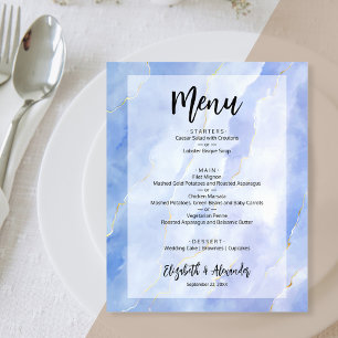 Prospectus 11,4 Cm X 14,2 Cm Menu de mariage en marbre bleu or sur budget