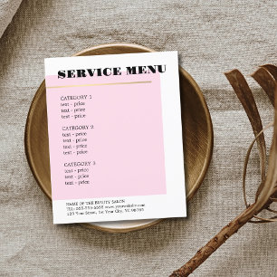 Prospectus 11,4 Cm X 14,2 Cm Menu de service de ligne en faux or Rose minimalis