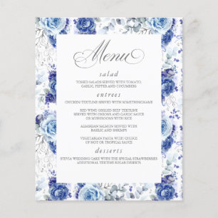 Prospectus 11,4 Cm X 14,2 Cm Menu élégant de mariage floral bleu poussiéreux et
