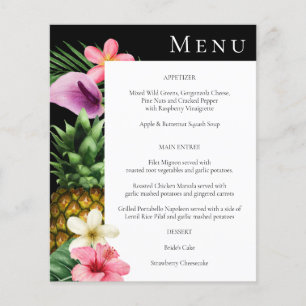 Prospectus 11,4 Cm X 14,2 Cm Menu Floral Hawaïen Tropical Budget - Noir