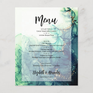 Prospectus 11,4 Cm X 14,2 Cm Menu Mariage en marbre vert Budget Flyer