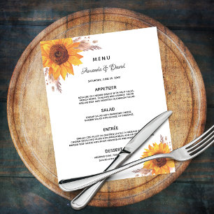 Prospectus 11,4 Cm X 14,2 Cm Menu mariage tournesol pampas budget herbe