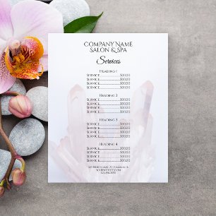 Prospectus 11,4 Cm X 14,2 Cm Menu Services Salon Spa de cristaux violets clairs