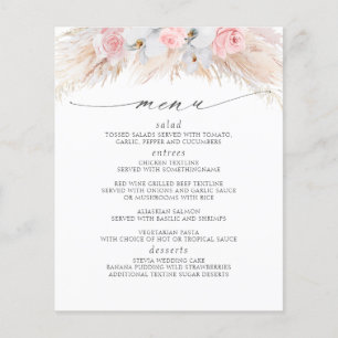 Prospectus 11,4 Cm X 14,2 Cm Menu tropical Fleurs roses d'Herbe des Pampas