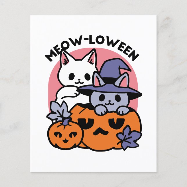 Prospectus 11,4 Cm X 14,2 Cm Meow-Loween - Cute Halloween Conception Chat (Devant)