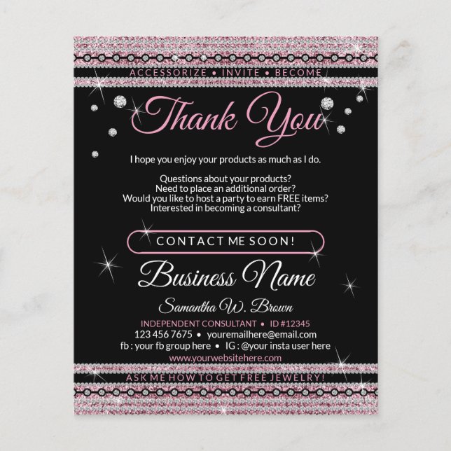 Prospectus 11,4 Cm X 14,2 Cm Merci parties scintillant (Devant)